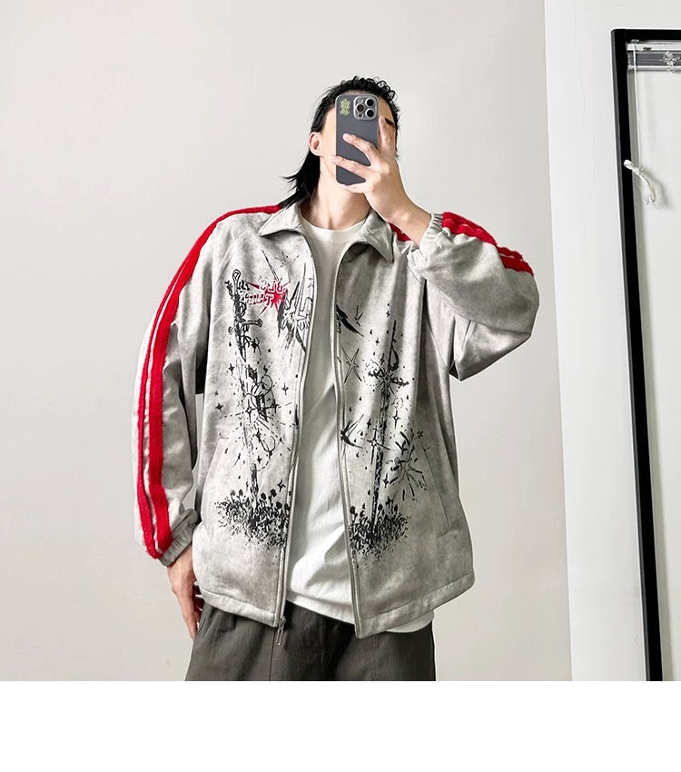 Men’s Printed Color-Block Fleece Jacket FE0333