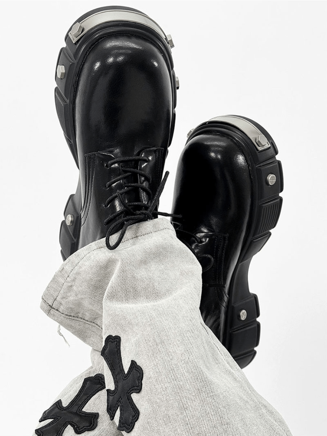 Head Round Toe Leather Shoes S041