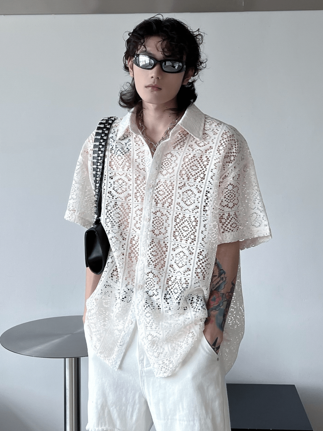 hollow design sense loose shirts FE0560