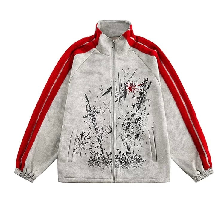Men’s Printed Color-Block Fleece Jacket FE0333