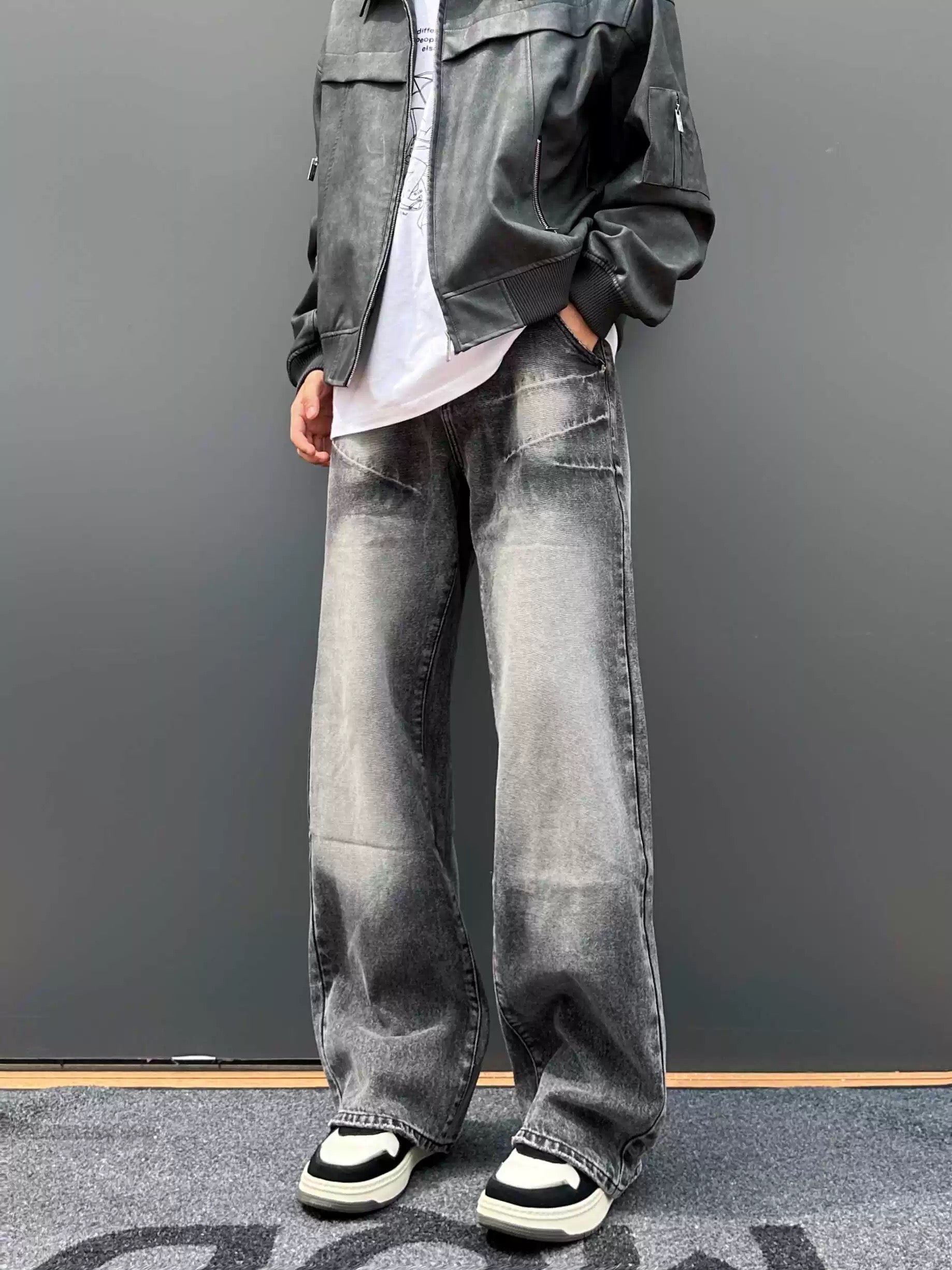 Men’s Vintage American Wide-Leg Straight Jeans FE0332
