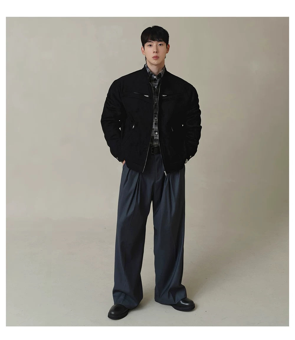 American Stand Collar Jacket – Vintage Streetwear Short Coat for Men FE0340