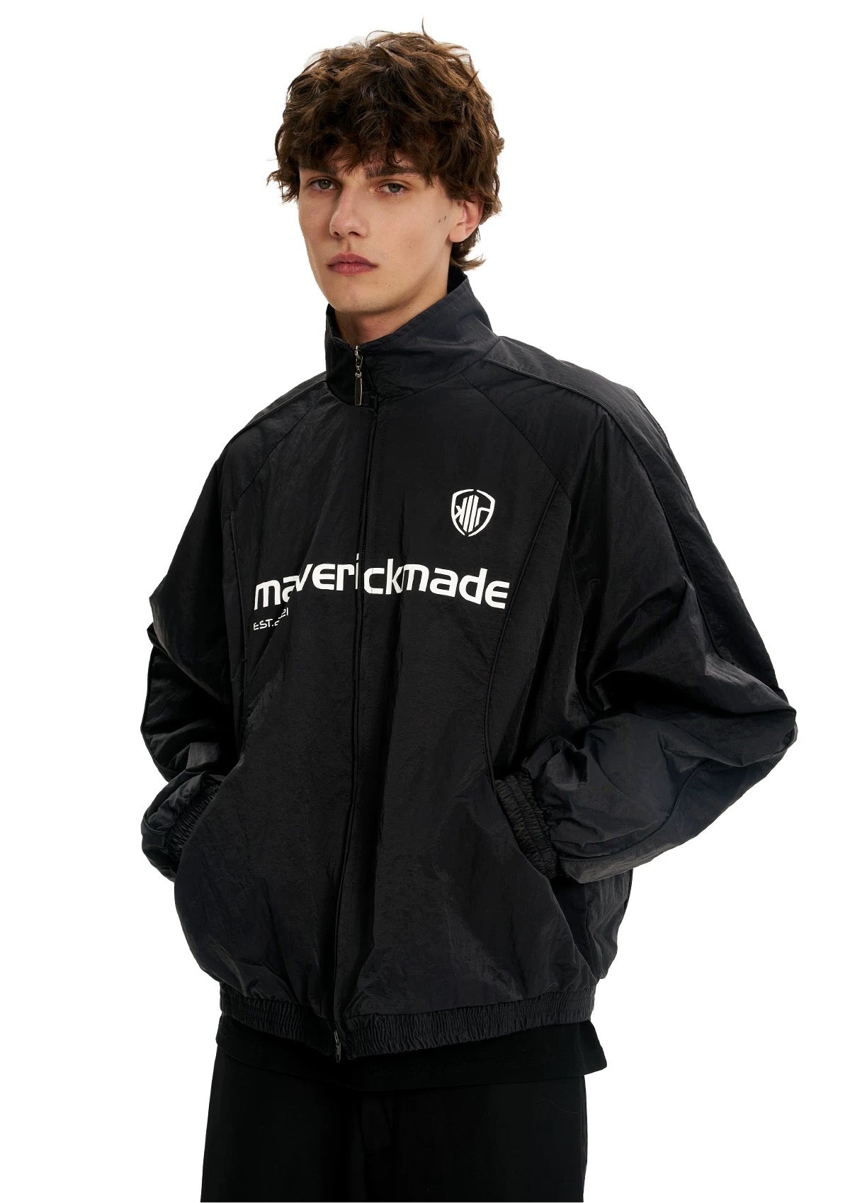 American Letter Print Jacket – Vintage Streetwear Varsity Zip Jacket FE0070