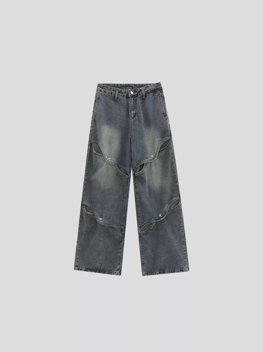 METAL HOLE BREAKING JEANS FE0399
