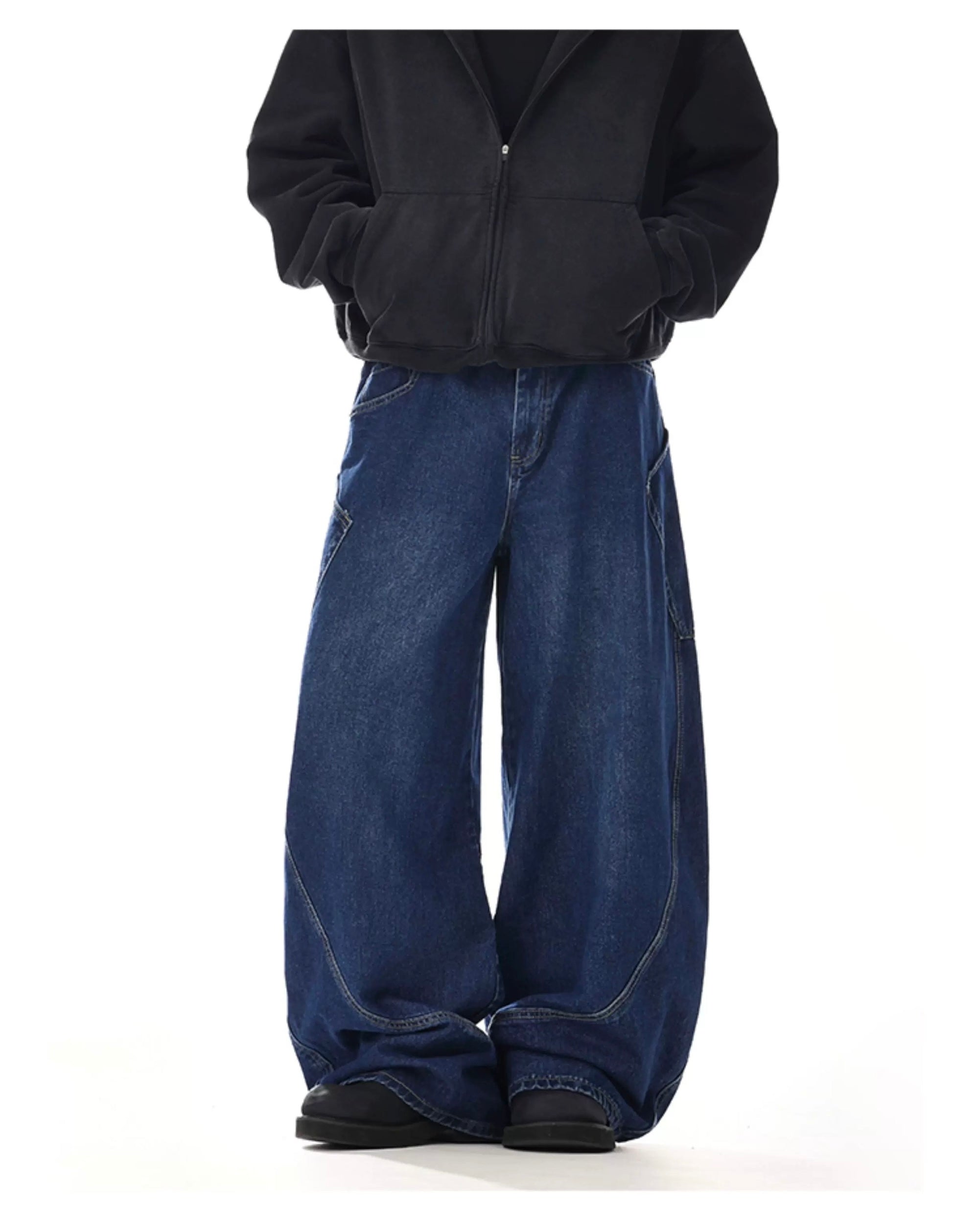 Vintage American Multi-Pocket Jeans – Loose Fit Workwear Street Denim Pants FE0050