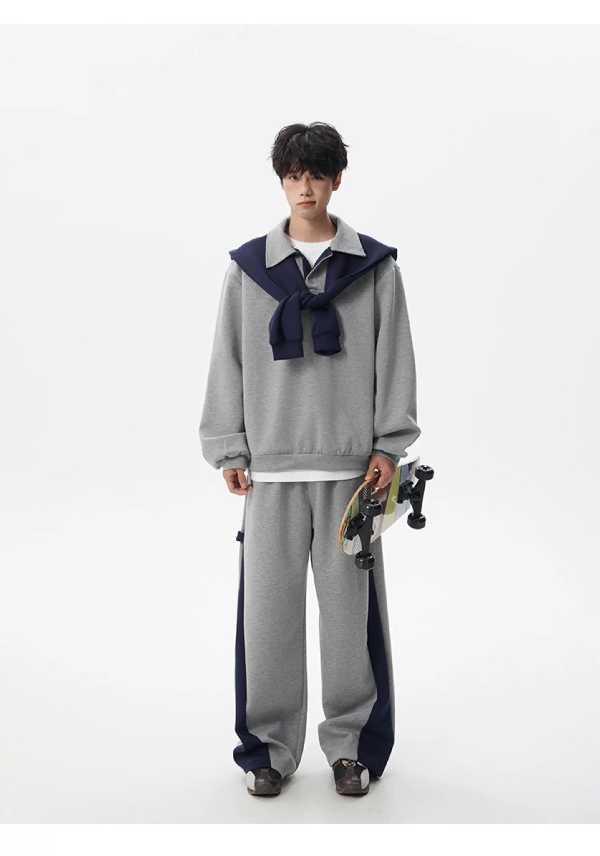 Vintage American Shawl Collar Pullover Hoodie – Retro Loose Fit Streetwear Sweatshirt FE0049