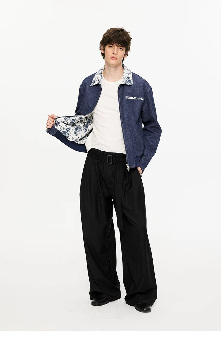 Men’s Contrast Collar Dyed Jacket with Floral Lining – American Vintage Street Outerwear FE0031