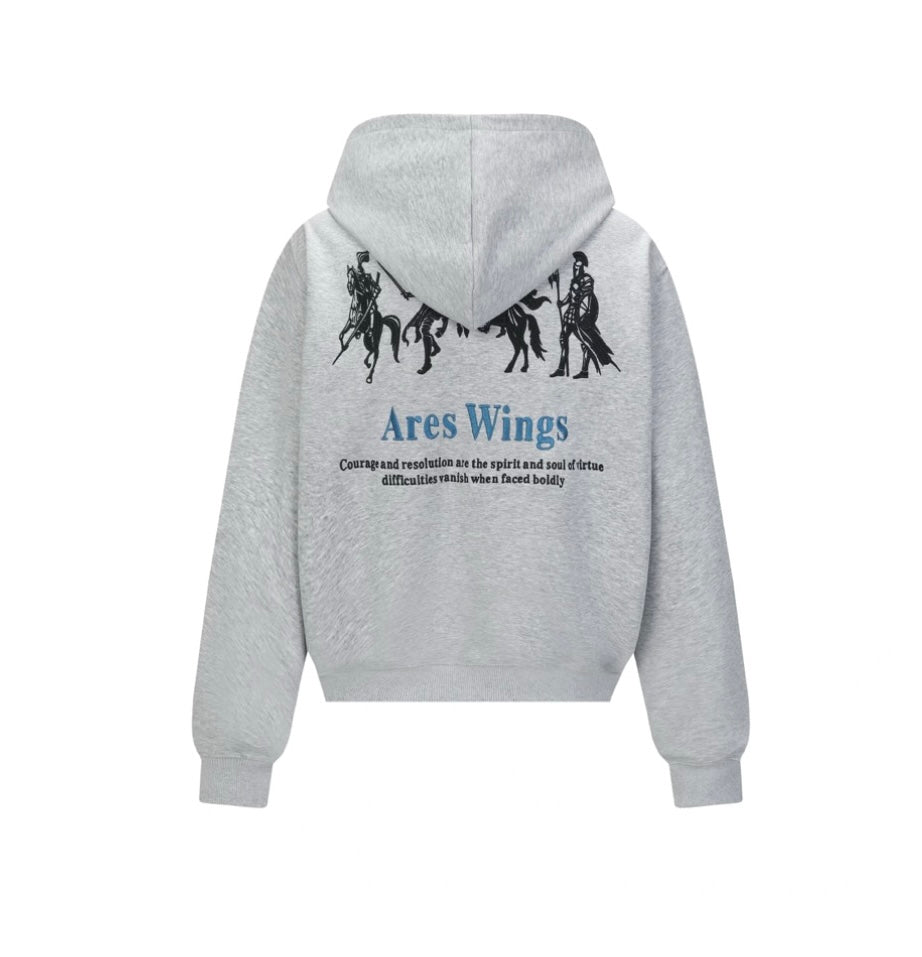 Men’s Embroidered Warhorse Hoodie – American Retro Street Pullover Sweatshirt FE0006