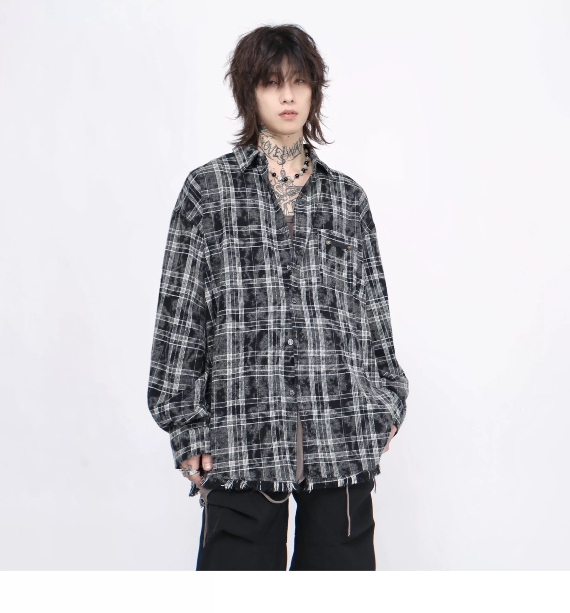 Men’s Plaid Overshirt Jacket – American Casual Vintage Streetwear Outerwear FE0298