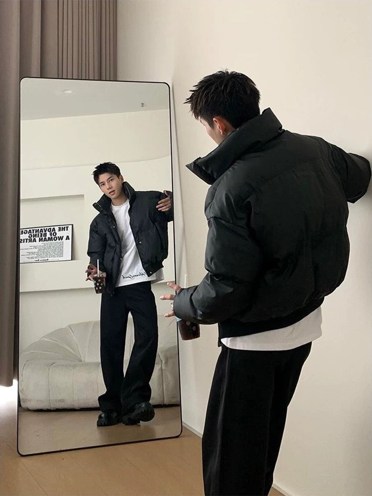 Men’s Short Stand Collar Down Jacket – Minimal Clean Fit Streetwear Puffer FE0047