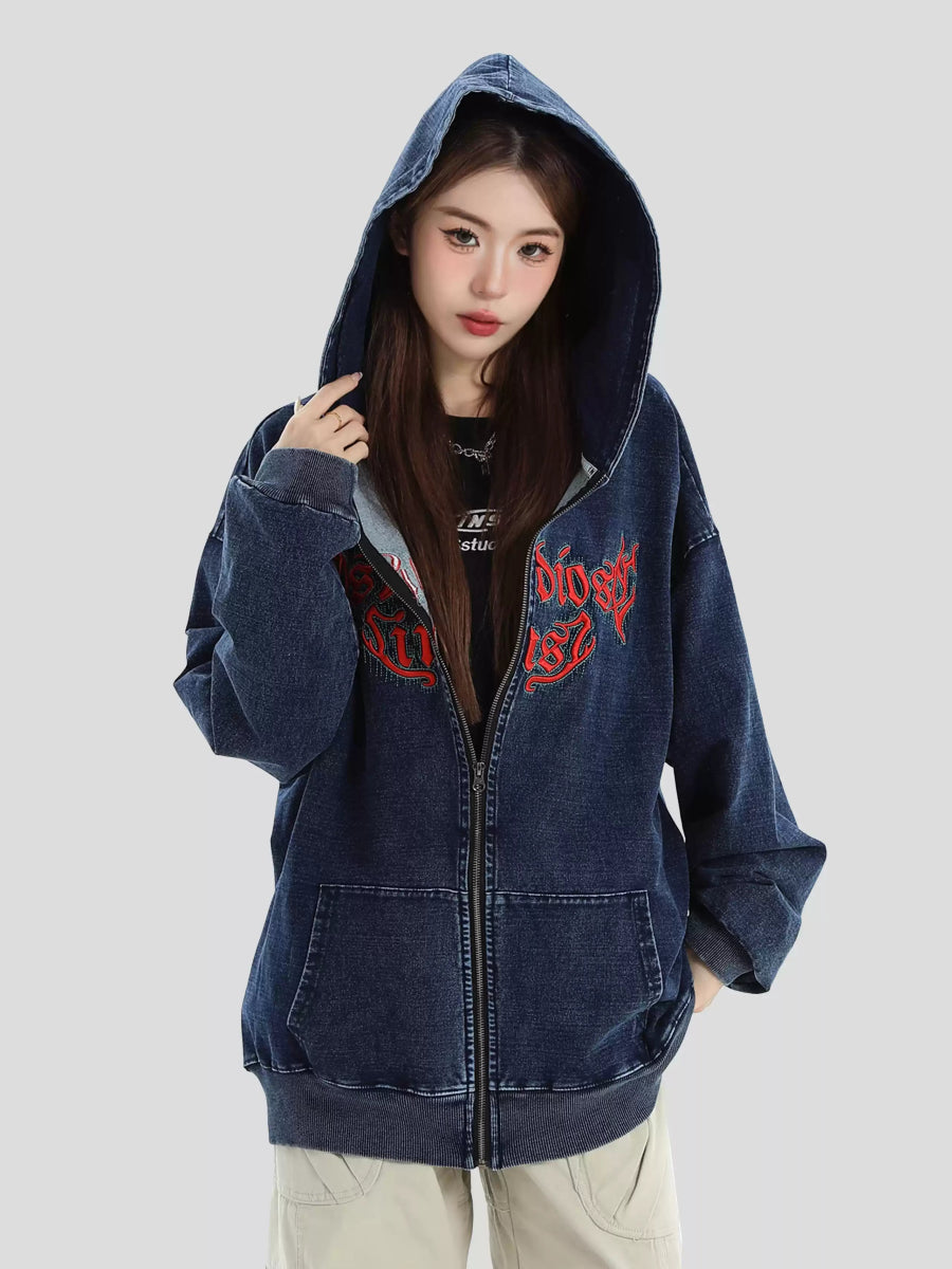 GOTHIC LETTER LOGO DENIM JACKET FE0122