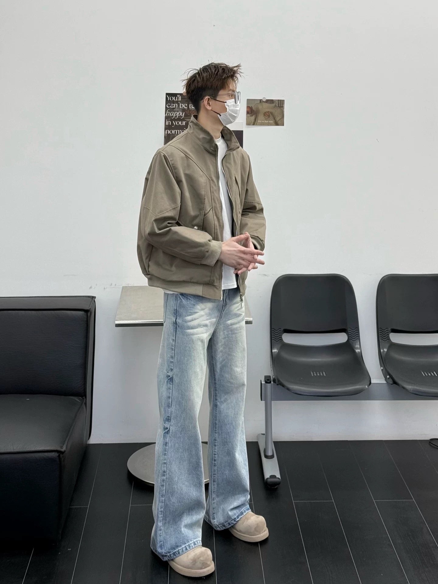 Men’s Stand Collar Jacket – Minimal Clean Fit Streetwear Outerwear FE0048