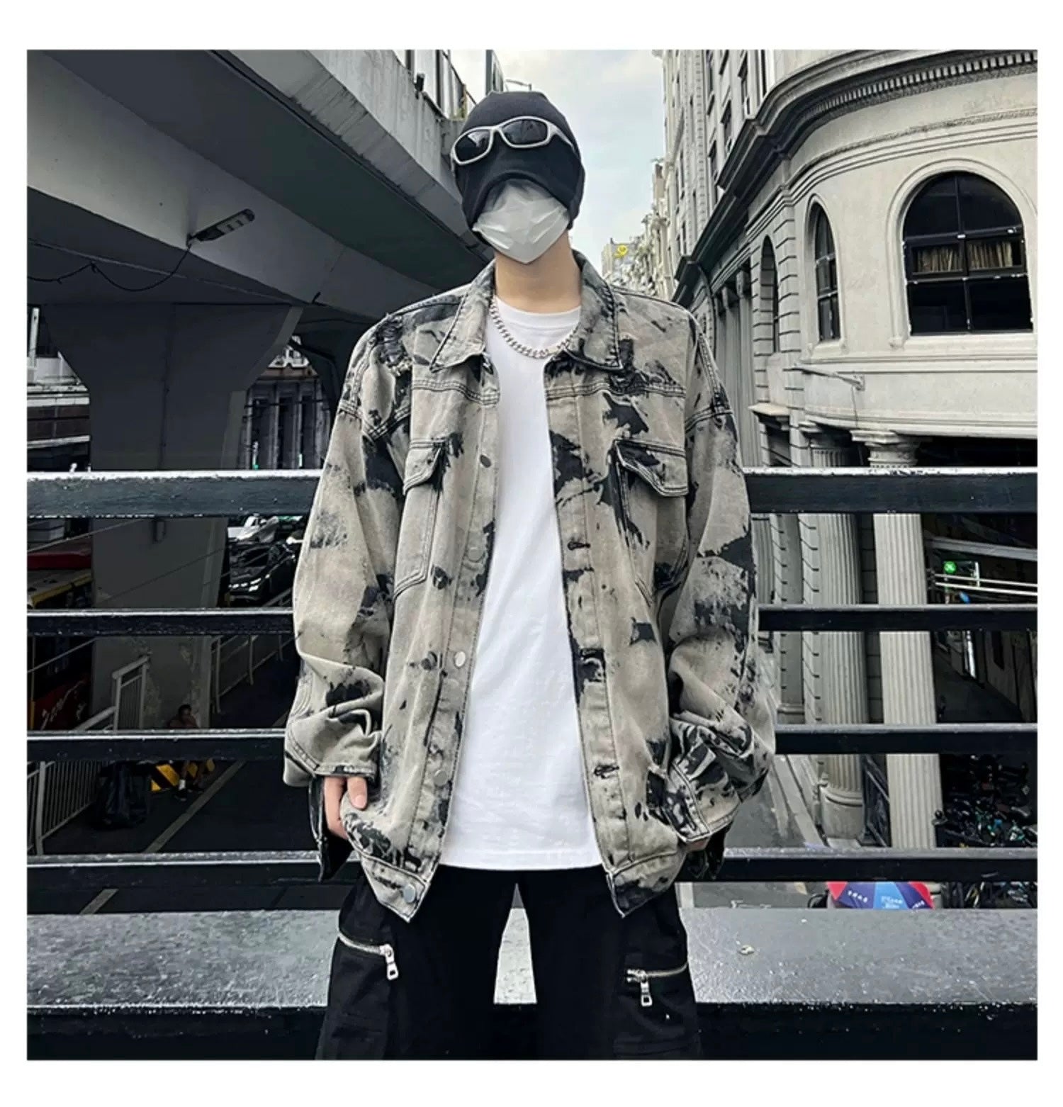 Men’s American Tie-Dye Denim Jacket – High Street Vintage Streetwear Outerwear FE0292