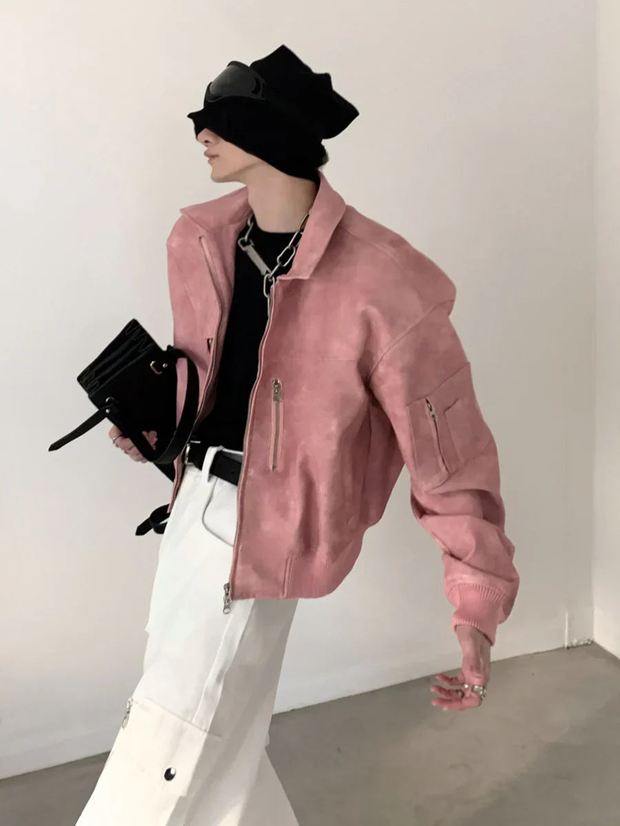 WASHED FROSTED LEATHER JACKET FE0464