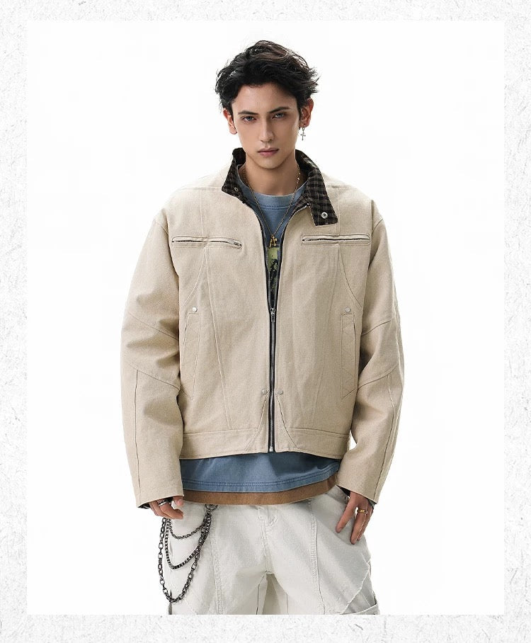 Harrington Stand Collar Utility Jacket – American Vintage Streetwear Coat FE0064