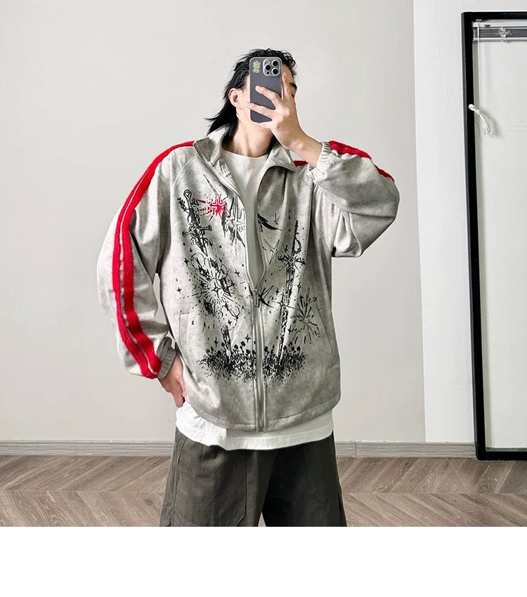 Men’s Printed Color-Block Fleece Jacket FE0333