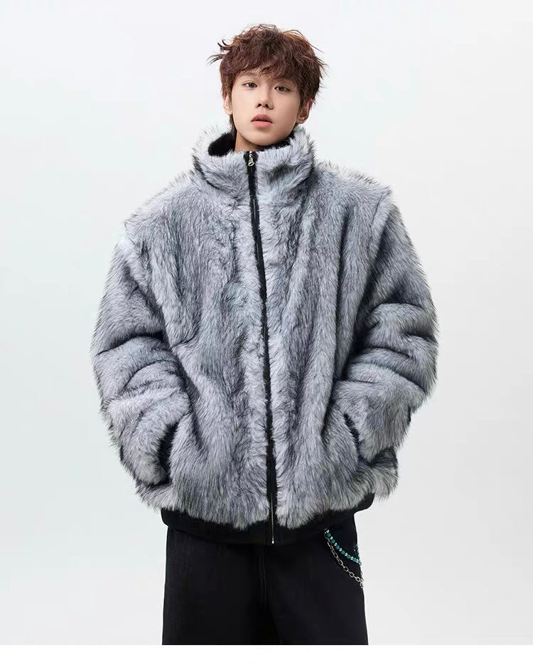 Men’s High-Neck Plush Fur Winter Jacket FE0355