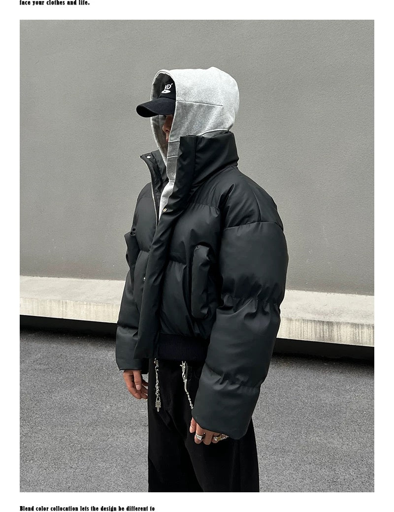 Men’s Clean Fit Short Puffer Jacket – American Minimal Street Winter Coat FE0310
