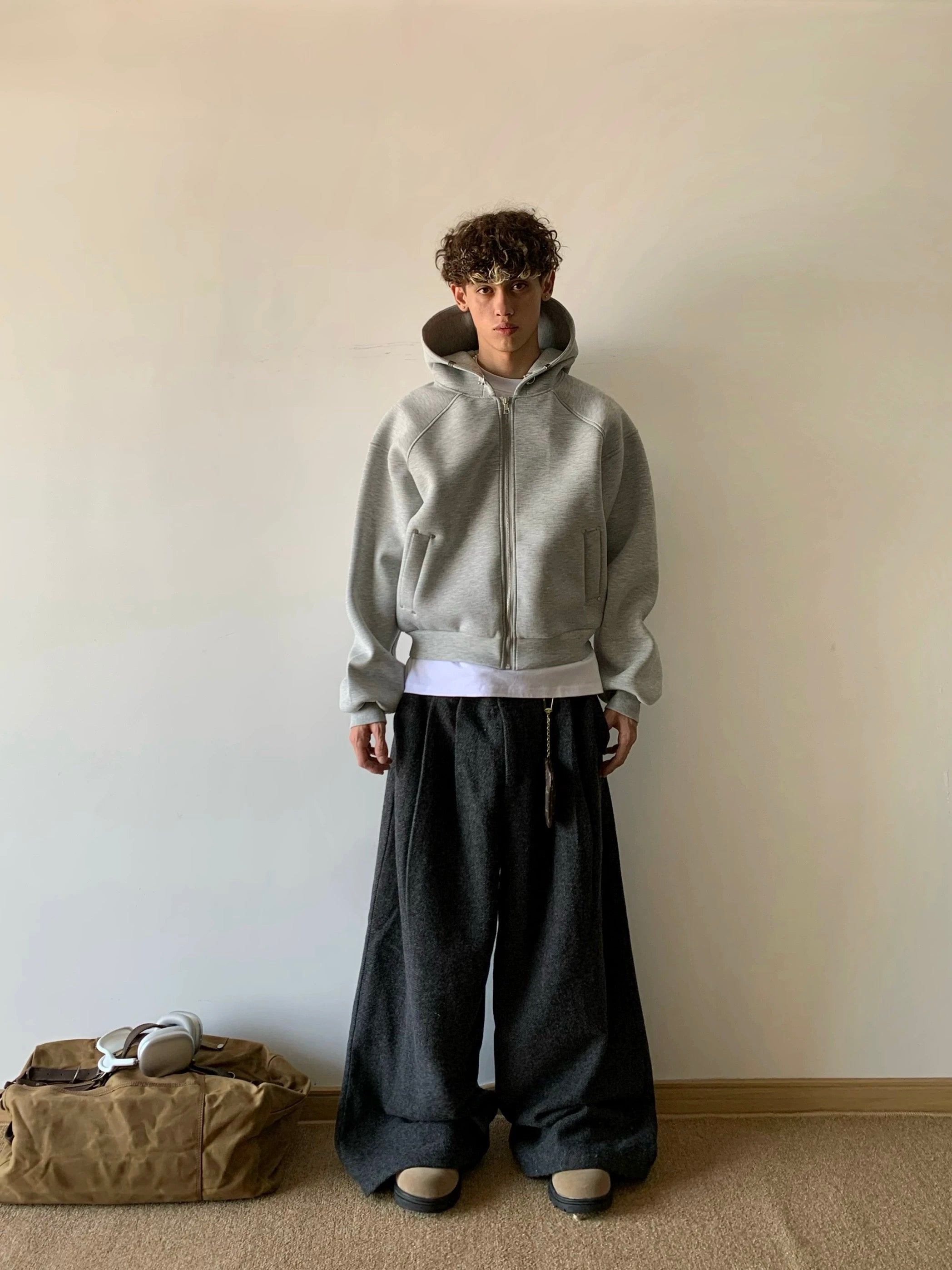 Men’s Cropped Zip-Up Hoodie – American Street Minimal Short Hoodie Jacket FE0003