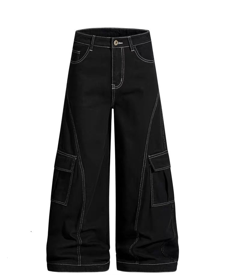 American Curved Wide-Leg Streetwear Trousers FE0297