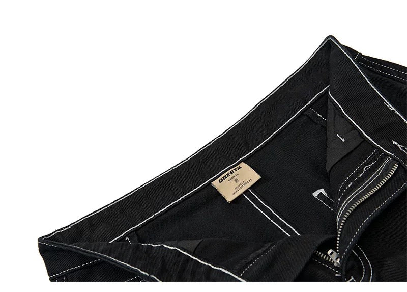 American Curved Wide-Leg Streetwear Trousers FE0297
