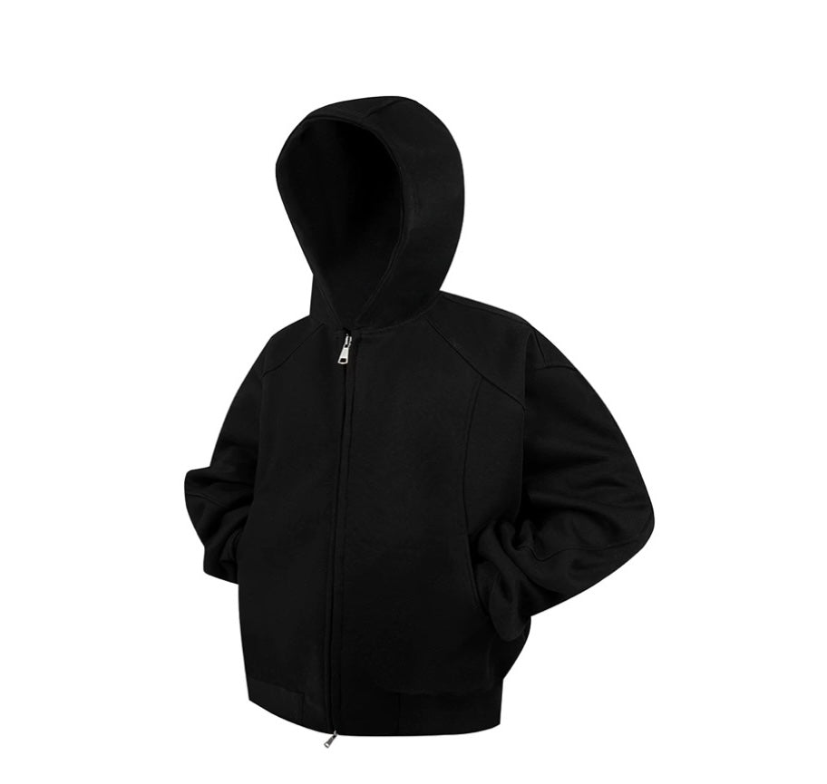 Men’s Cropped Zip-Up Hoodie – American Street Minimal Short Hoodie Jacket FE0003