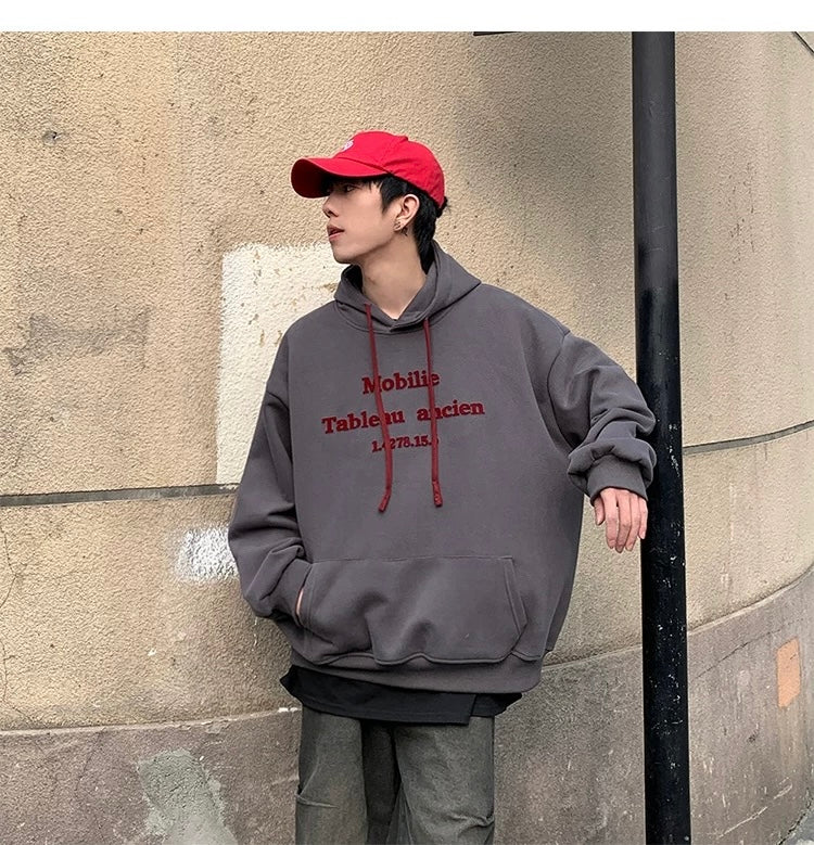 Men’s Vintage Brushed Embroidery Hoodie FE0334