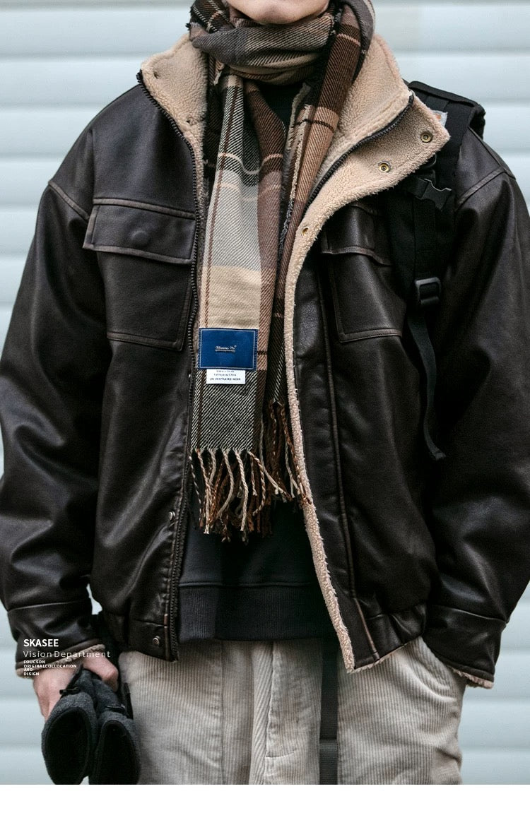 Morandi Brown Thickened Warm Lambswool Streetwear Coat FE0269