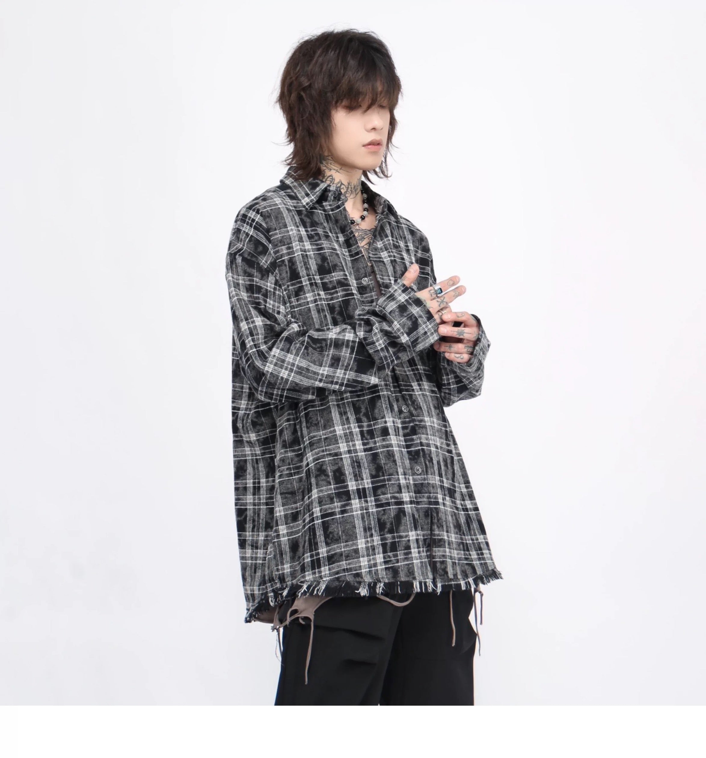 Men’s Plaid Overshirt Jacket – American Casual Vintage Streetwear Outerwear FE0298