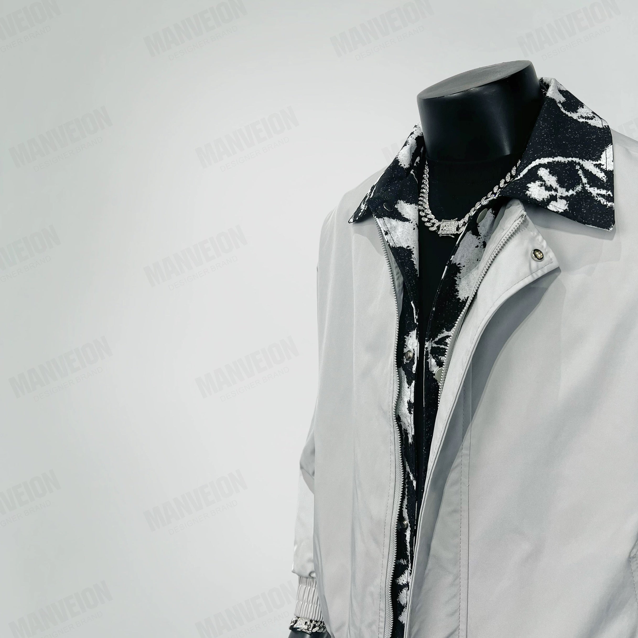 Men’s Vintage Layered Collar Jacket – Loose Fit Retro Streetwear Coat FE0015