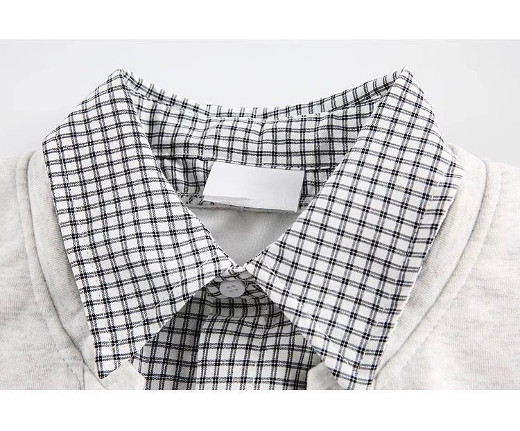Men’s Korean Layered Plaid Sweatshirt FE0325