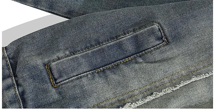Men’s Vintage American Patchwork Frayed Denim Jacke FE0331