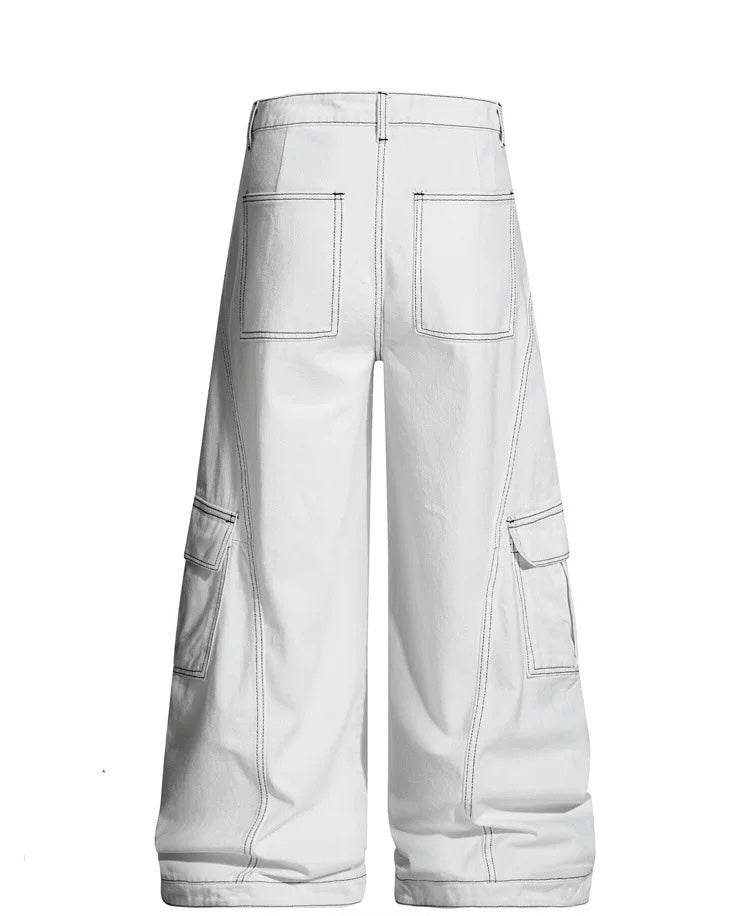 American Curved Wide-Leg Streetwear Trousers FE0297