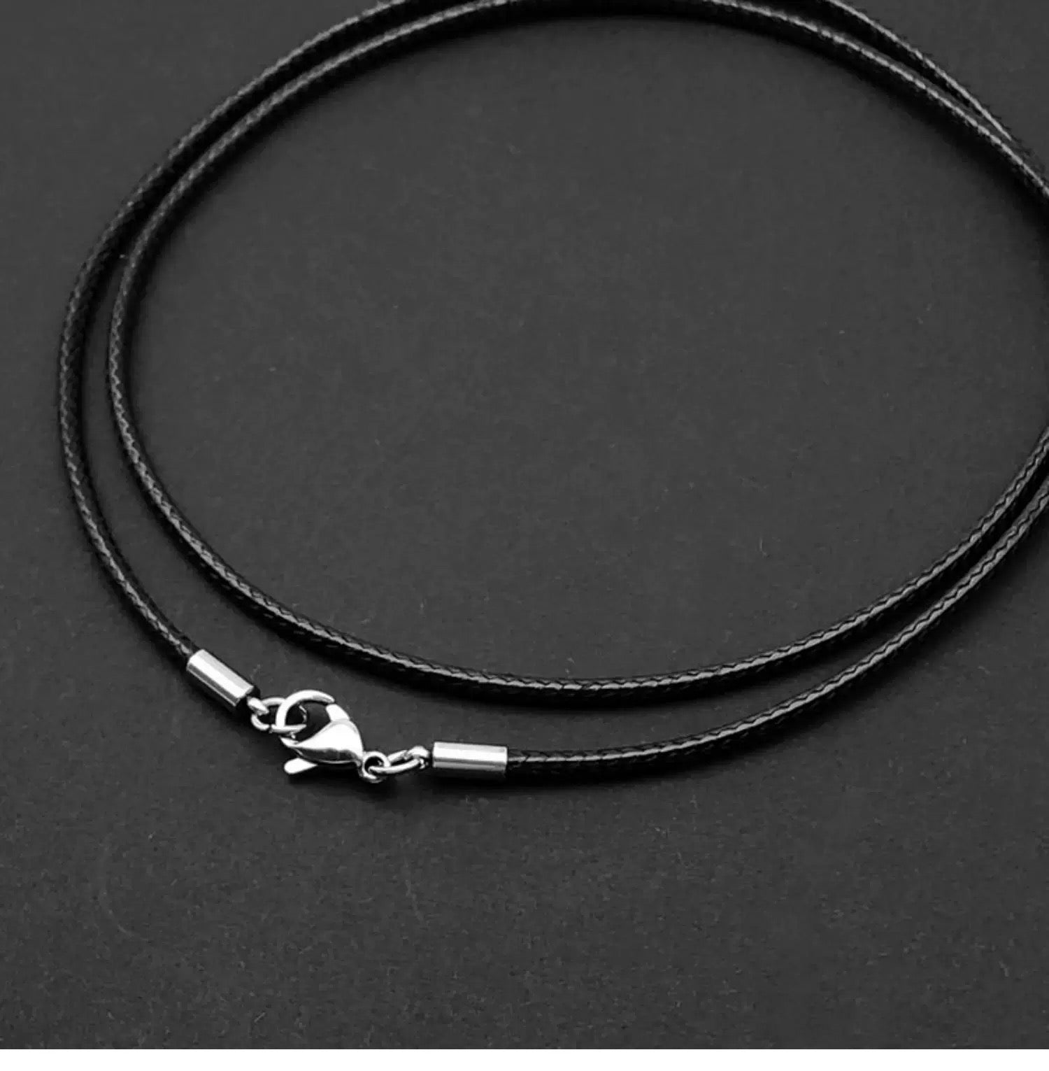 Unisex Black Wax Cord Necklace | Minimalist Adjustable Pendant Chain with Non-Fading Titanium Steel Clasp FA071