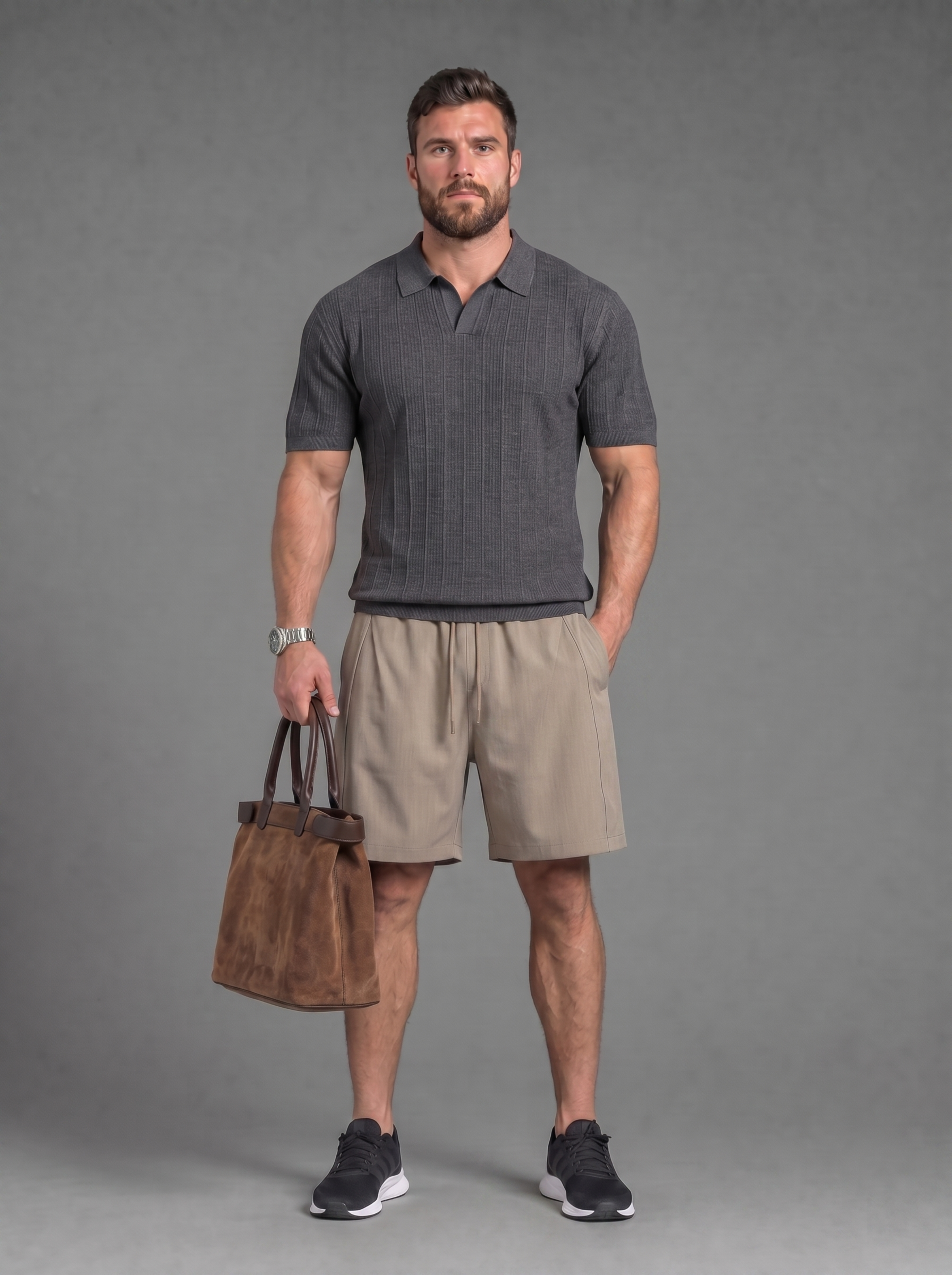 Men's Stretch Knit Polo Shirt - Short Sleeve Casual Knit Tee FE0715