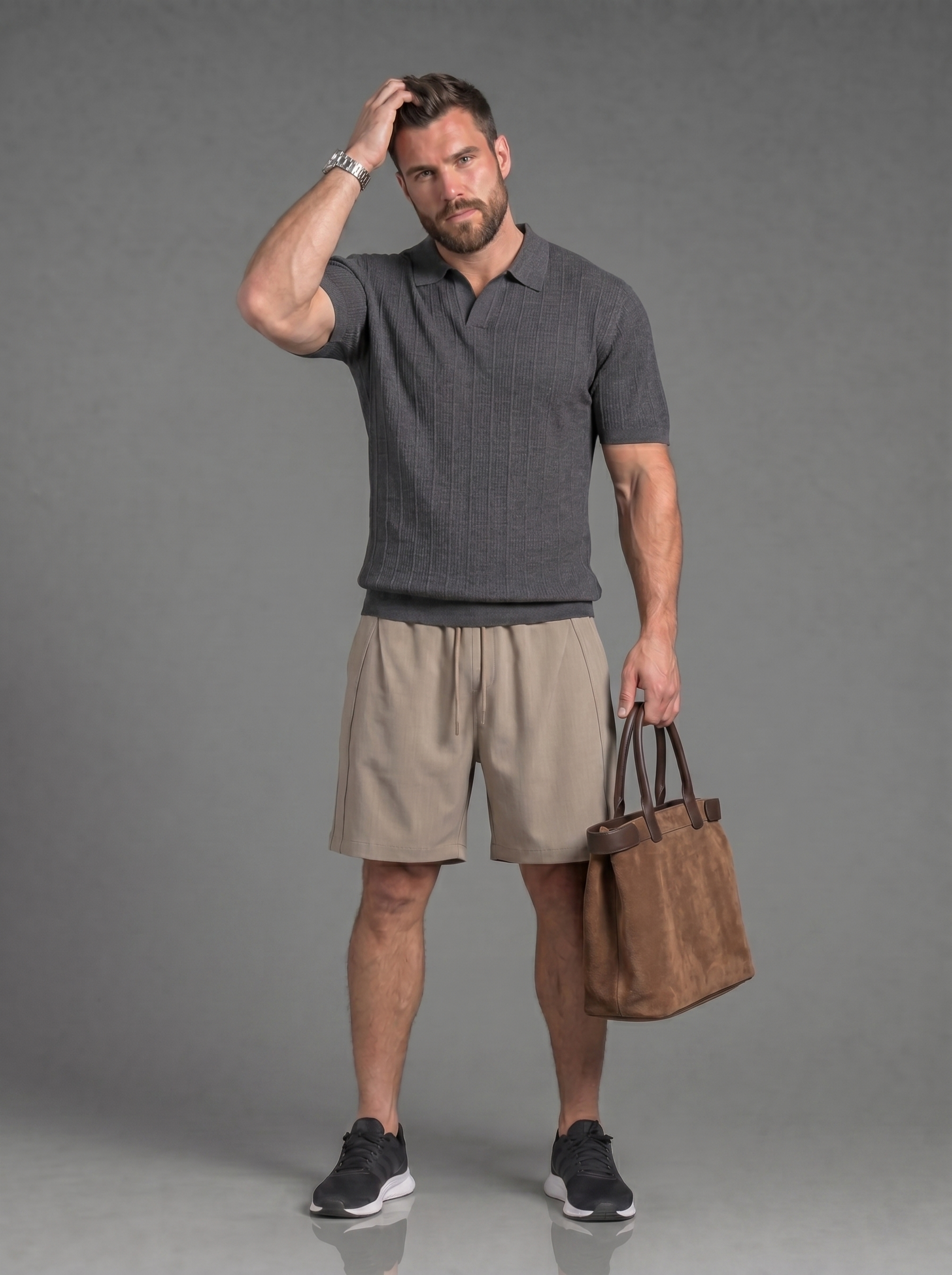 Men's Stretch Knit Polo Shirt - Short Sleeve Casual Knit Tee FE0715