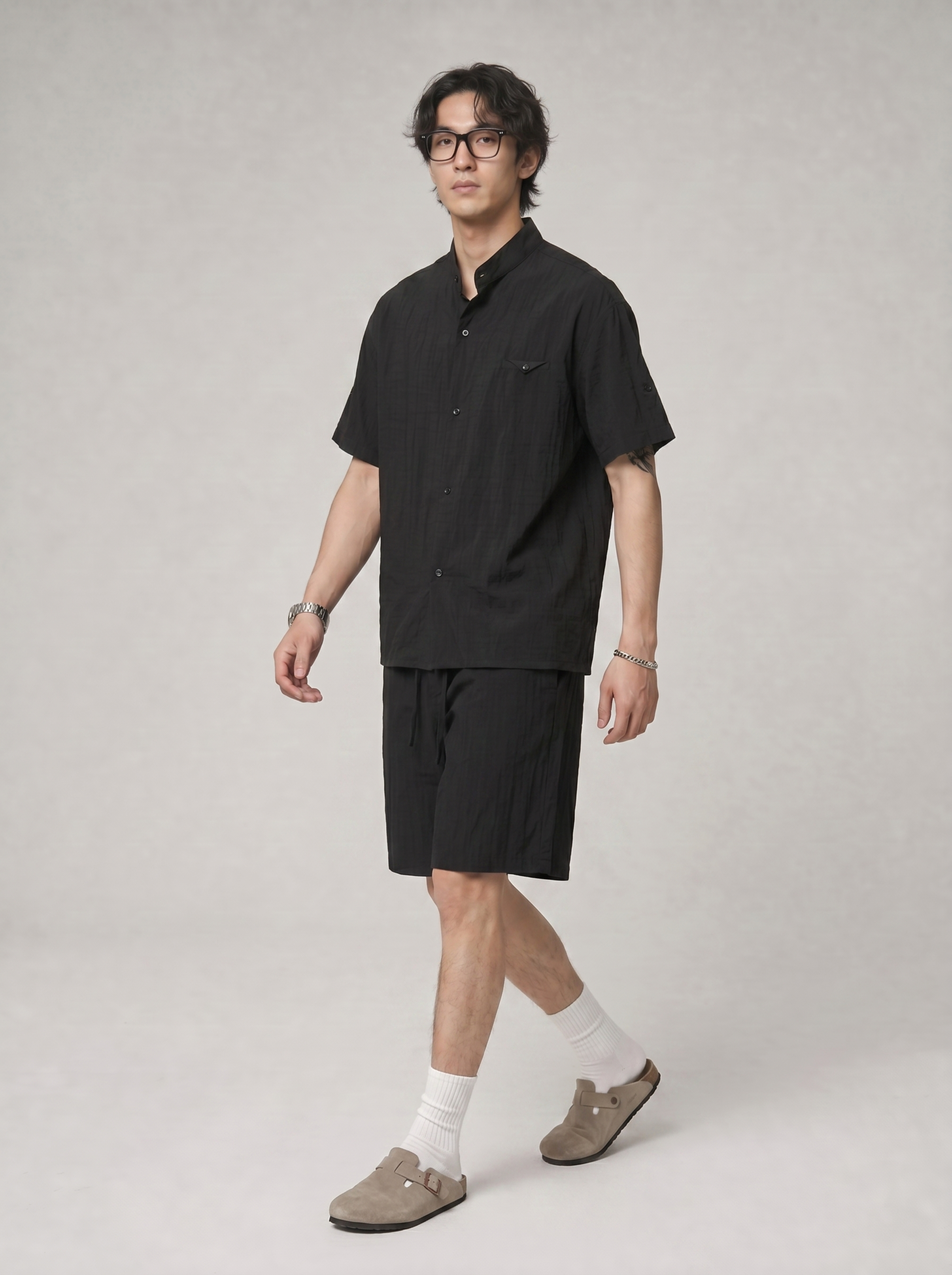 Men's Resort Wear Set - Lyocell Short Sleeve Vacation Outfit FE0716
