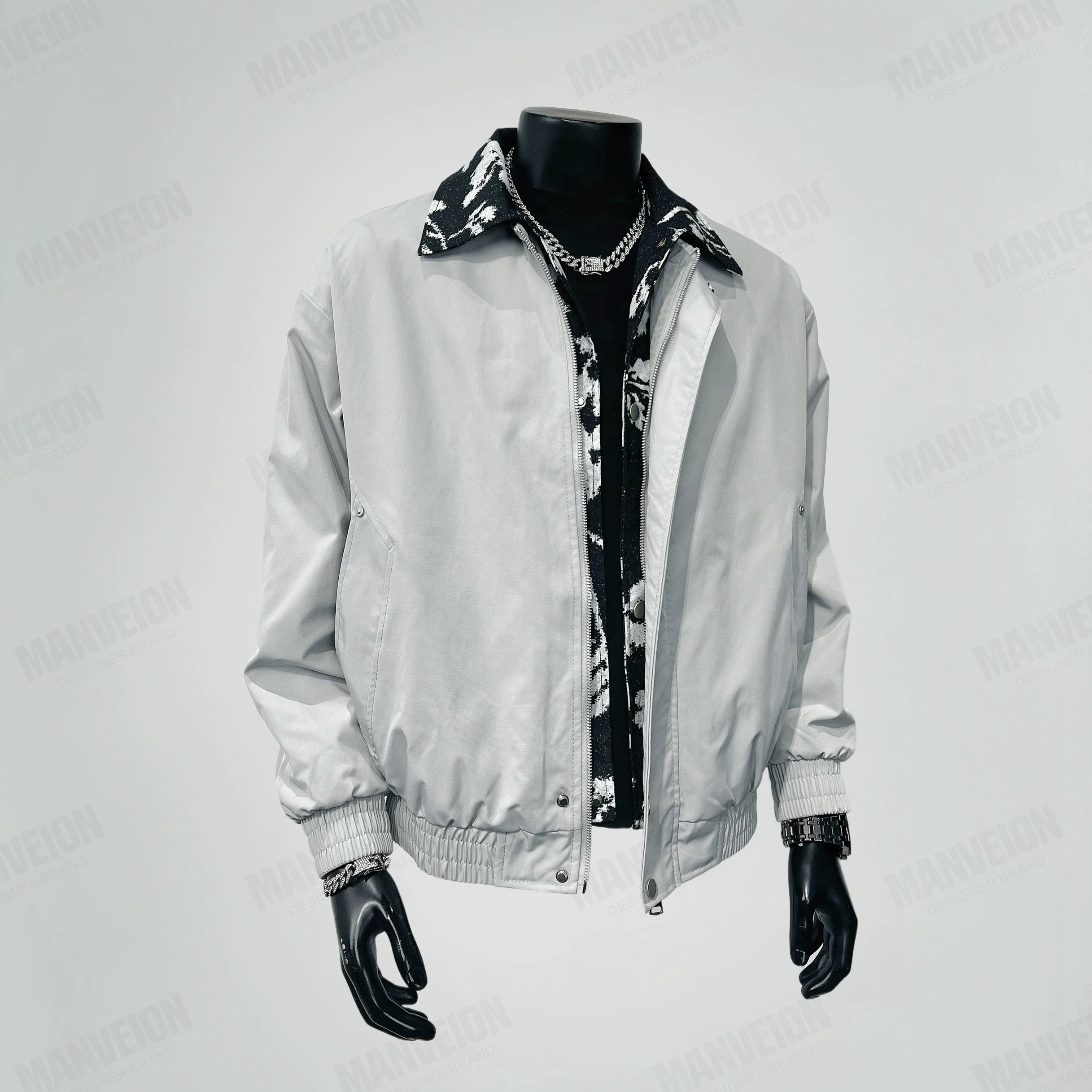 Men’s Vintage Layered Collar Jacket – Loose Fit Retro Streetwear Coat FE0015