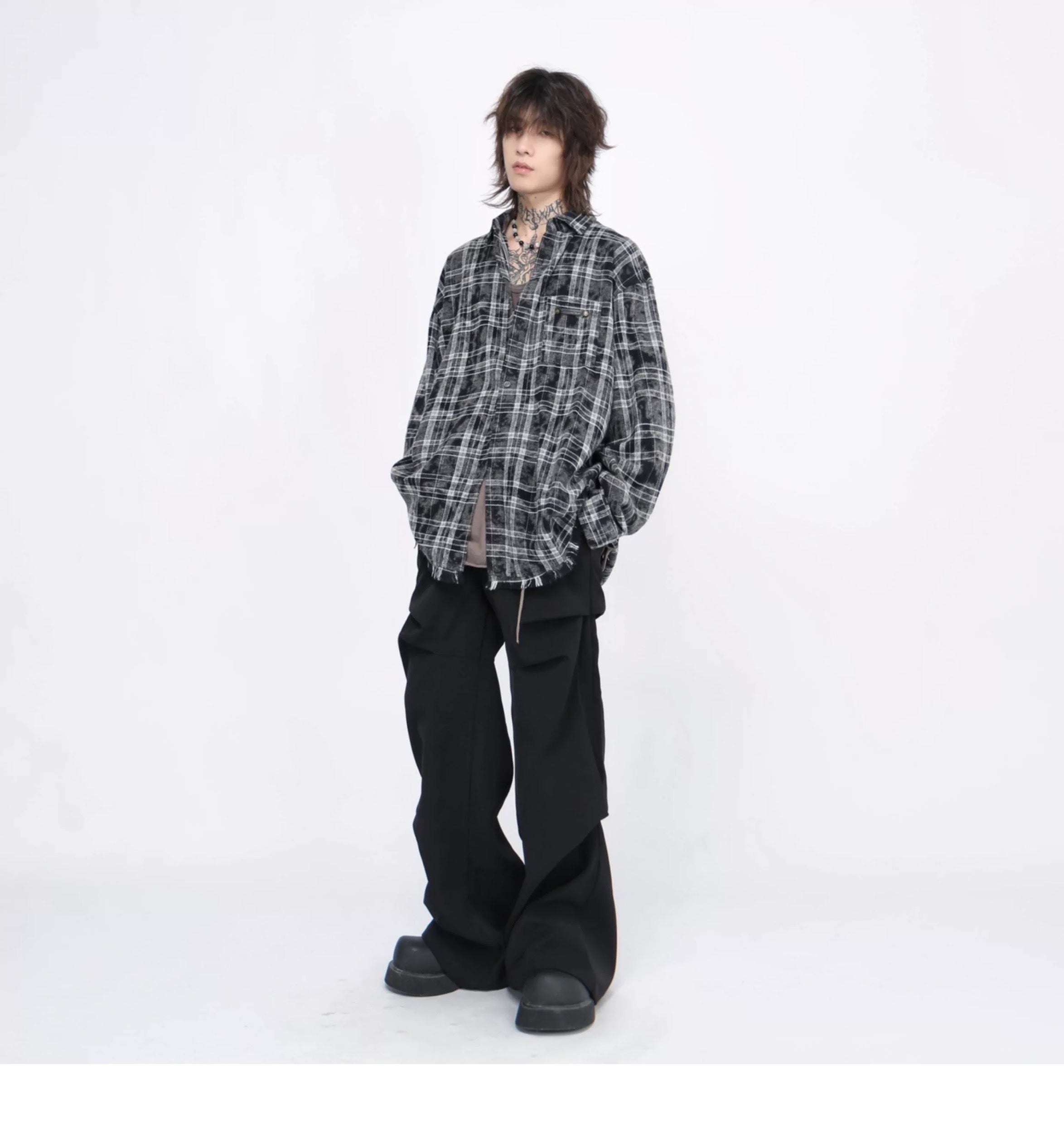 Men’s Plaid Overshirt Jacket – American Casual Vintage Streetwear Outerwear FE0298