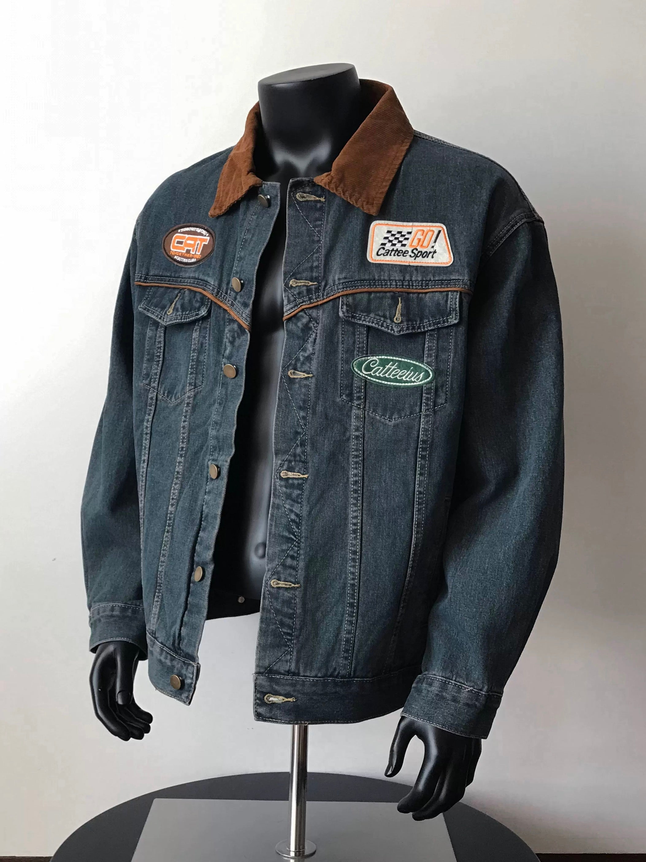 Men’s Vintage Patch Denim Jacket – American Retro Streetwear Outerwear FE0288