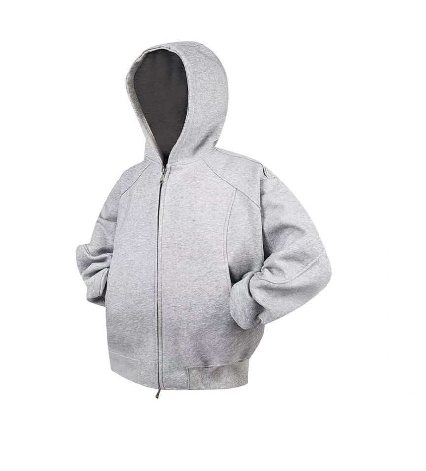 Men’s Cropped Zip-Up Hoodie – American Street Minimal Short Hoodie Jacket FE0003