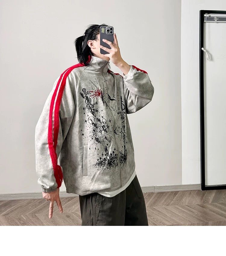 Men’s Printed Color-Block Fleece Jacket FE0333