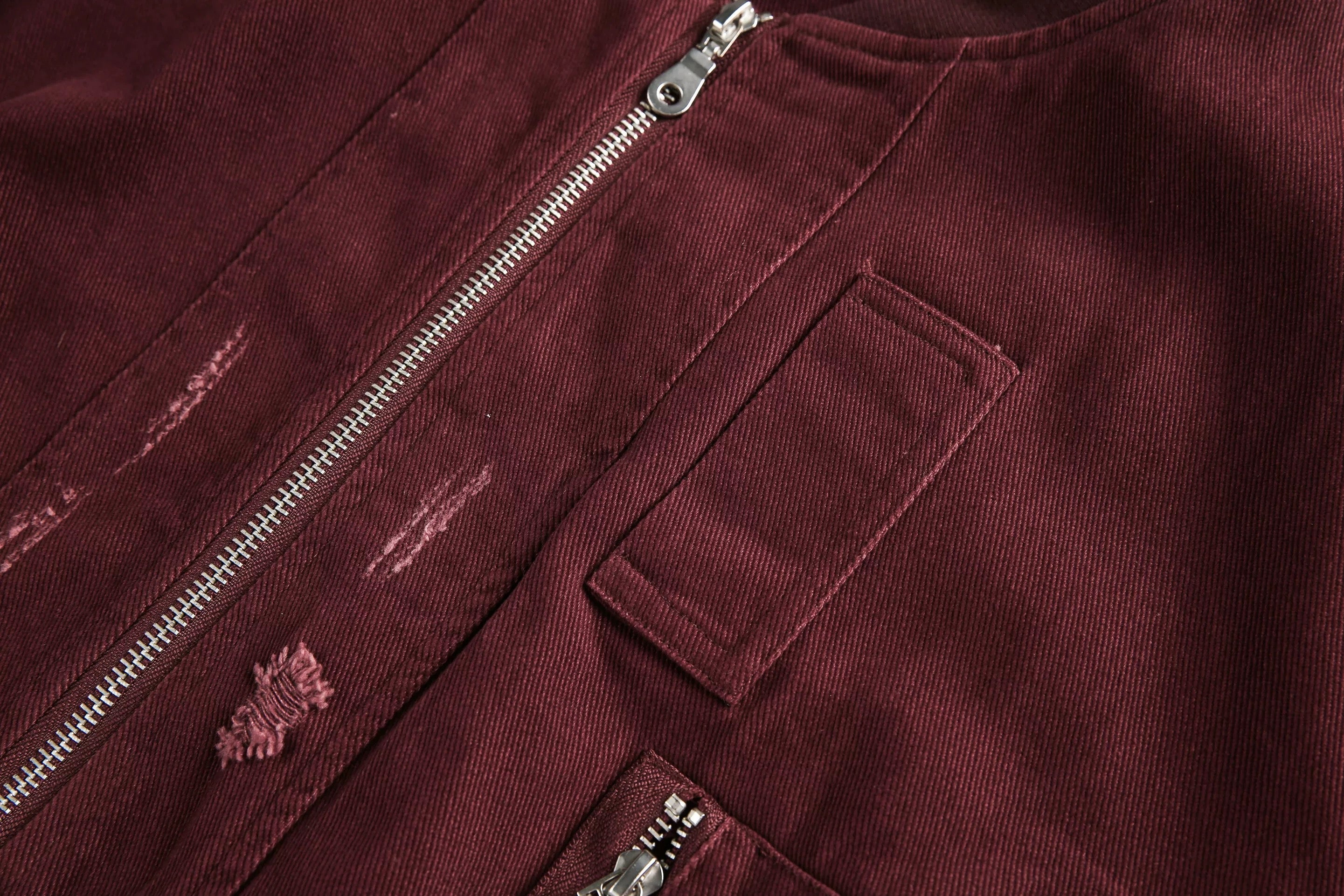Men’s Burgundy MA-1 Distressed Bomber Jacke FE0306