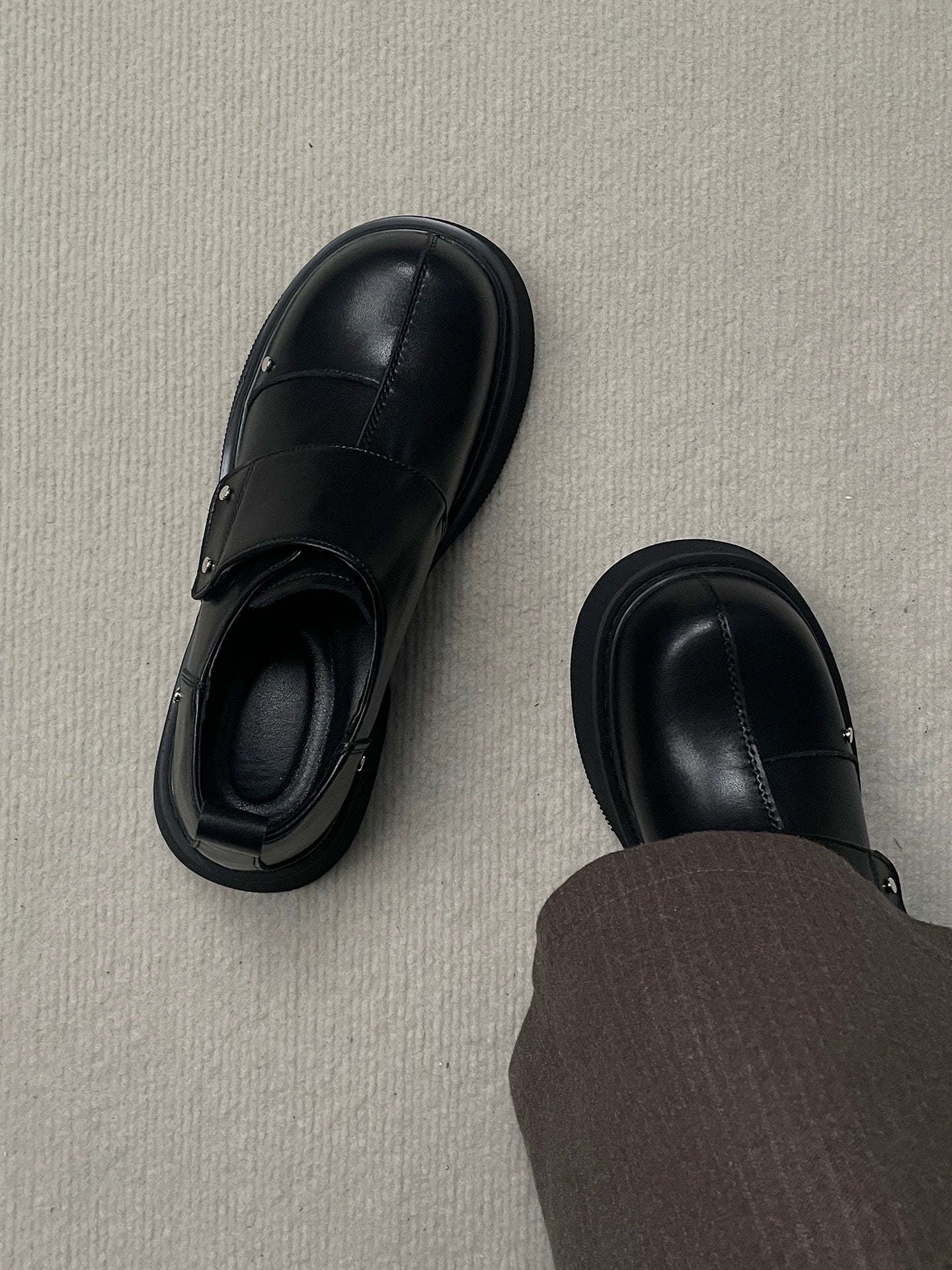 Men’s 2025 New Paris Style Thick Sole Leather Derby Shoes Black Elevator Business Casual Dress Shoes S0012