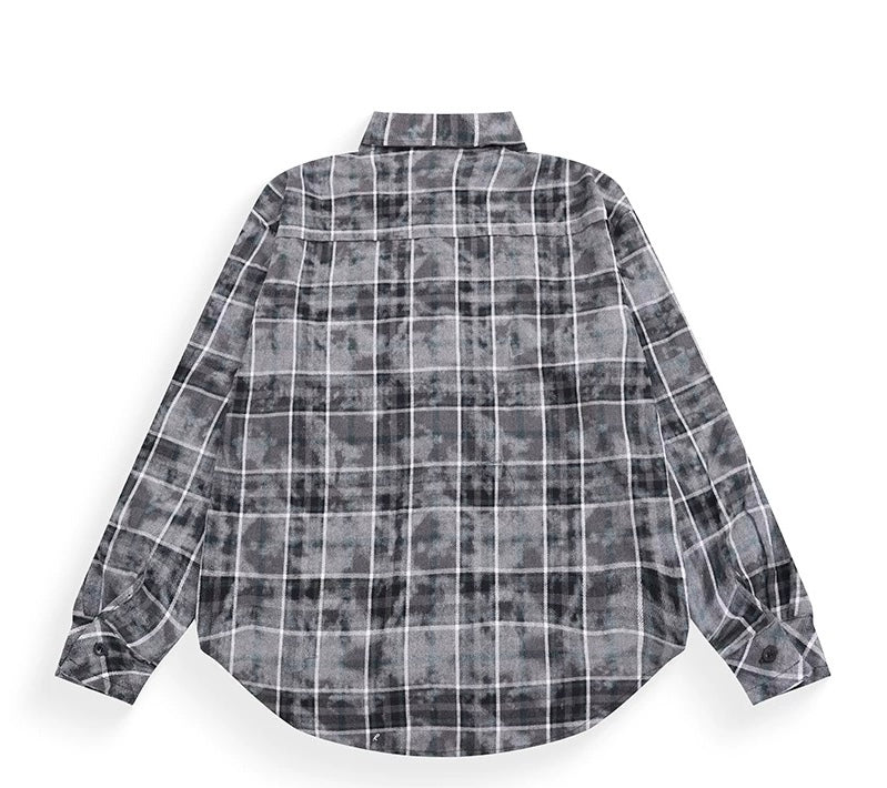Men’s Plaid Overshirt Jacket – American Casual Vintage Streetwear Outerwear FE0298