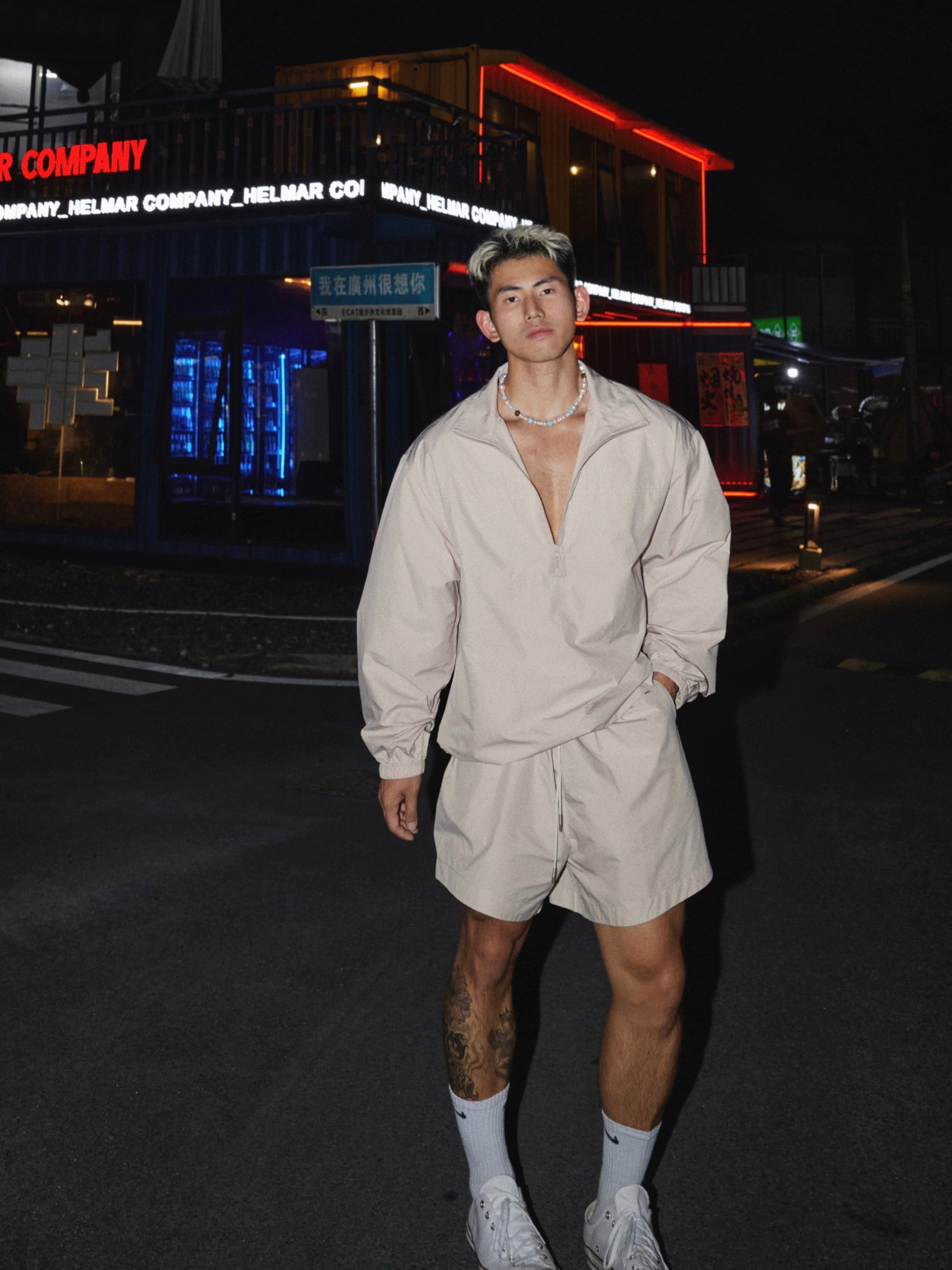Men’s Retro Sport Lounge Set | Lightweight Fall Tracksuit with Loose Pullover & Shorts FE0278