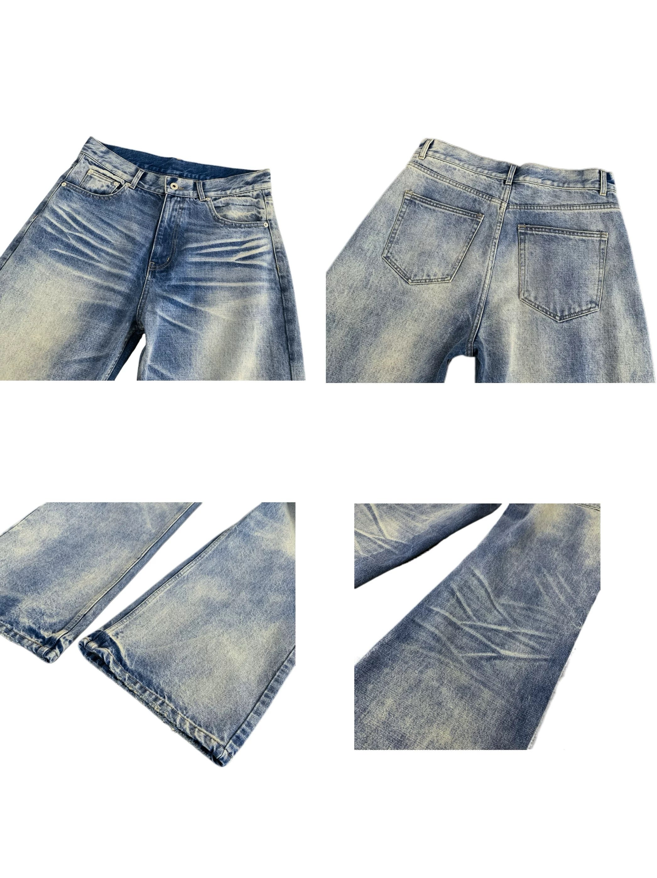Washed Blue Straight-Leg Denim Jeans FE0065