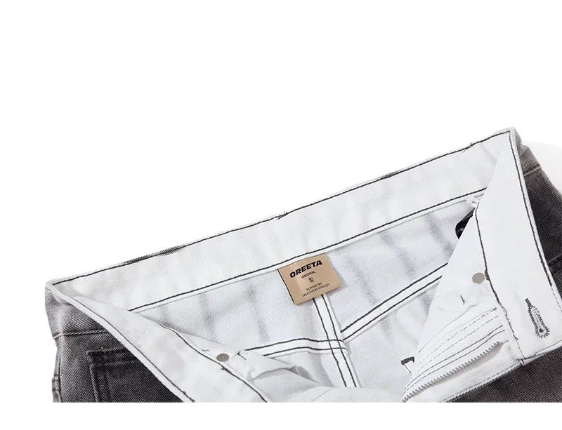 Men’s Smoke Washed Vintage Jeans – Distressed American Street Denim Pants FE0311