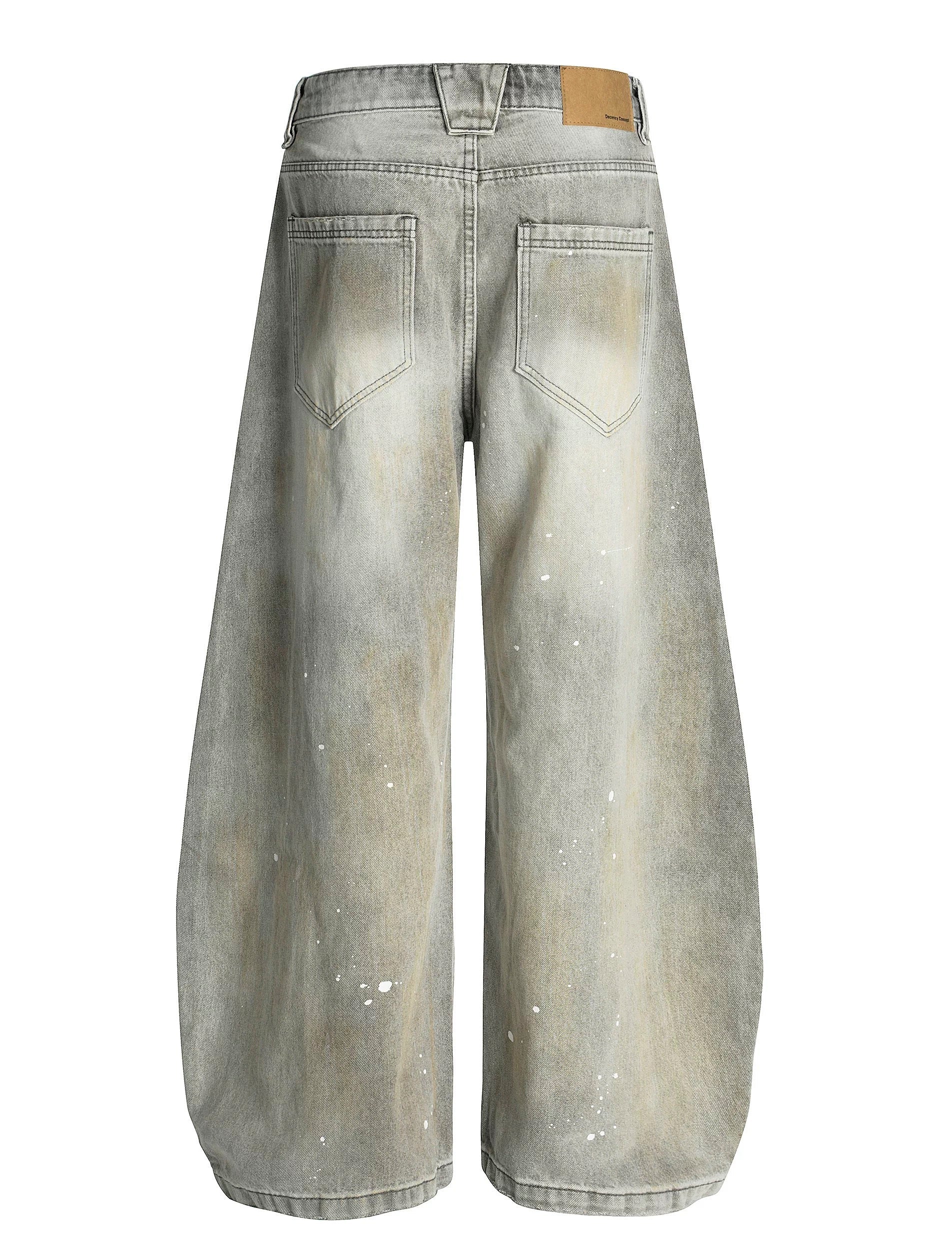 American Vintage Washed Distressed Denim Jeans – Loose Fit Casual Straight-Leg Pants for Men FE0014