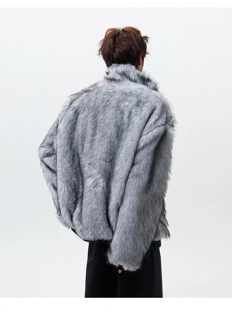 Men’s High-Neck Plush Fur Winter Jacket FE0355